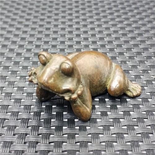 Collection Chinese Pure Copper Tea Pet Frog Animal Statue Copper Sculpture Home Furnishing Gift