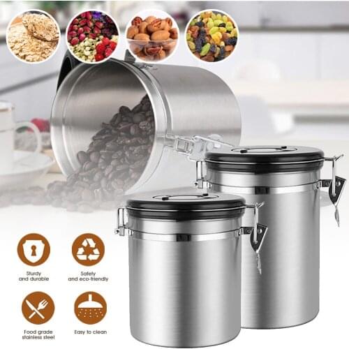 Coffee Canister Airtight Stainless Steel Storage Container Coffee Jar with Scoop Day Traker for Ground Tea Flour Cereal Sugar