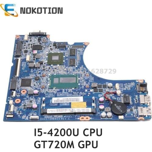 NOKOTION For Lenovo Flex-14 Laptop motherboard DA0ST6MB6E0 MAIN BOARD SR170 I5-4200U CPU GT720M GPU DDR3L