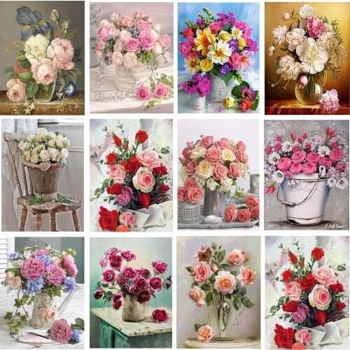 NAIYUE-5d Diy Diamante Pintura De Flores Kit De Punto De Cruz Rosa Diamante Bordado Mosaico Decoración Del Hogar