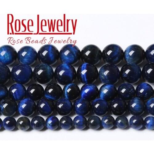 Natural Blue Tiger Eye Agates Stone Round Loose Beads For Jewelry Making DIY Bracelet Necklace Accessories 4 6 8 10 12 14mm 15"