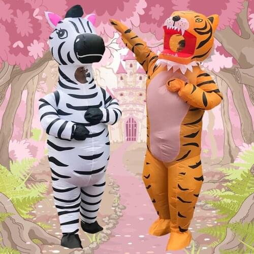 2020 New Product Fully Body Inflatable Tiger Zebra Costume Fancy Party Role Play Costumes Animal Blow Up Suit for Women Men