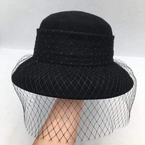 About new winter wool gauze wave basin of dome bucket cap for women hat French elegant wide-brim