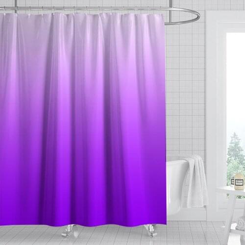 Solid Gradient Partition Curtain Printed Shower Curtains Frabic Waterproof Polyester Bath Curtain With Hooks 180x180cm