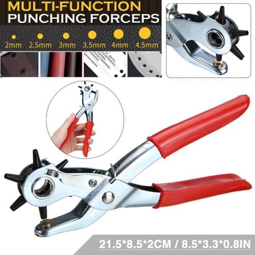 Belt Holes 6 Sized Puncher Tool Leather Hole Punch Heavy Duty Hand Pliers Sewing Machine Watchband Strap Craft Tool Accessories