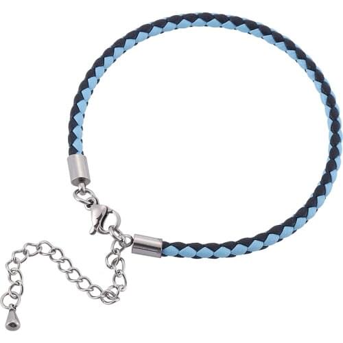Fashion Mixed Color Braided Leather Bracelet Women Jewelry Lobster Clasp Ajustable Rope Wrist Band Bracelets Brazalete Femenino