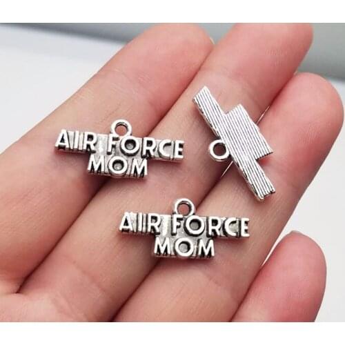 20pcs/lot--25x10mm, Antique silver plated air force mom Charms ,DIY supplies, Jewelry accessories