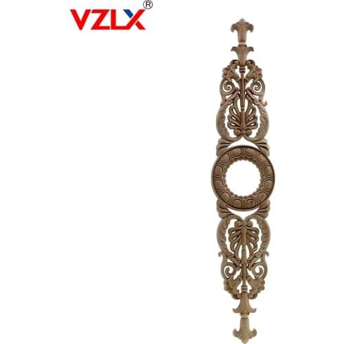 VZLX Wood Carved Long Applique Frame Corner Onlay Unpainted Furniture Home Door Decor Decoration Accessories Modern Maison