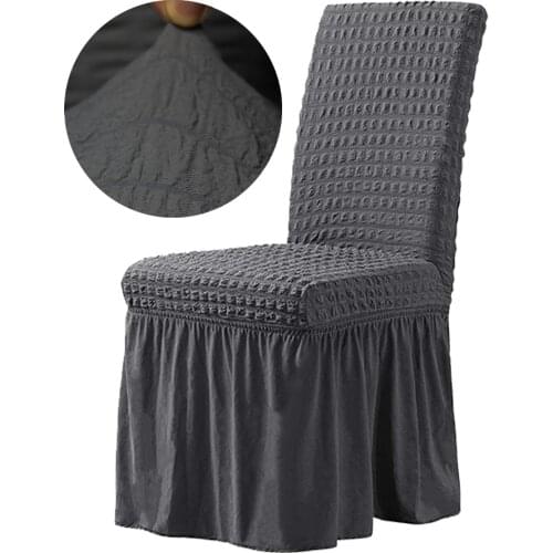 Jacquard Extensible skirted Dining Chair Cover Spandex Slipcover Case for Chairs Kitchen Dining Room Chair Covers Elastic Stretc