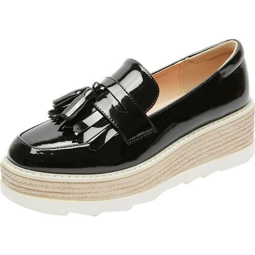 Wholesales Womens Oxfords Shoes Dropshipping 2020 Casual Comfort Ladies Creeper Flats Slip On