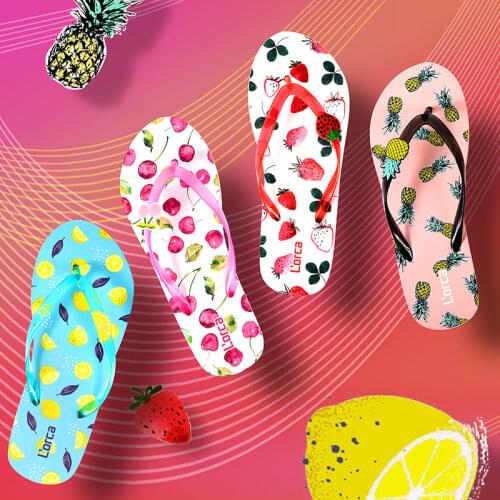 Women Shoes Woman Slippers Womens Fruits Pattern Summer Beach Colorful Slippers Tongs Chinelo Flip Flops Sandals Flat Slides