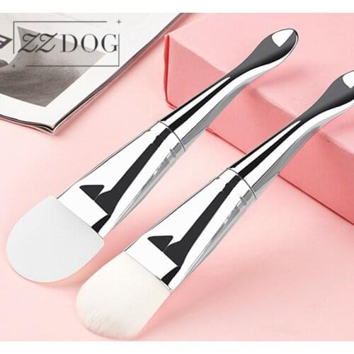 ZZDOG 1Pcs Metal Handle Makeup Brush For Liquid Foundation Facial Mask Portable Contour Brush Silicone Fiber Wool Cosmetic Tools