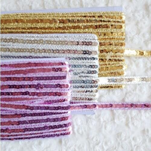 12 Meters/lot 1CM Width Sequin Fringe Triming For Dress Curtain Decoration Shine Lace Ribbon For Sewing Accessories 5-083