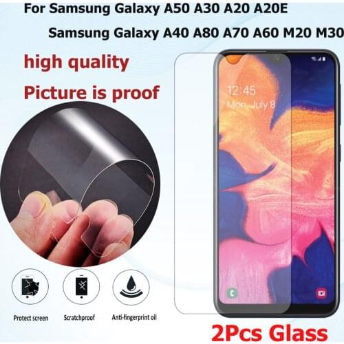 2Pcs Tempered Glass For Samsung Galaxy M20 M30 Cover For Samsung Galaxy A50 A30 A20 A20E A40 A80 A70 A60 Phone Glass Film