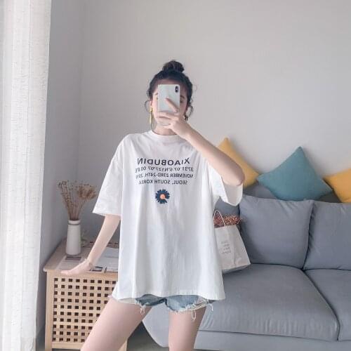 2021 Summer Casual Cotton Maternity Tees Large Size Loose T Shirt Clothes for Pregnant Women Pregnancy T-shirt Tops