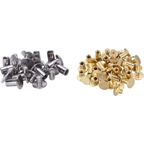 30 Pcs Screws: 10 Pcs Scrapbook Nickel-Plated Binding Post Screw & 20 Pcs Album Purse Brass Plated Binding Screw Post