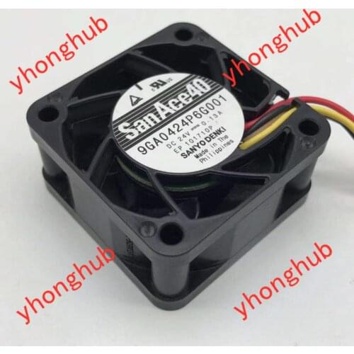 Sanyo Denki 9GA0424P6G001 DC 24V 0.13A 40x4x20mm 4-wire Server Cooling Fan