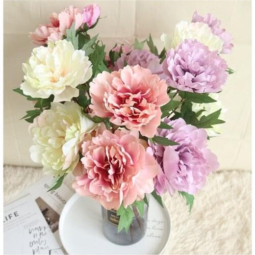 Big Artificial Peony Flowers branch High Quality Classic Silk Fake Flowers for Home Wedding DIY Stage Backdrop Decoration