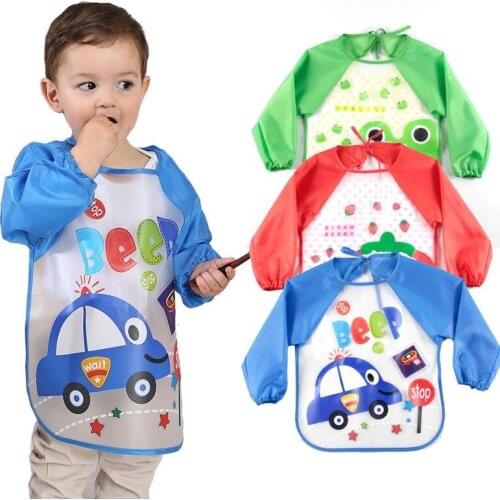 Long-sleeved baby gowns and painting gowns waterproof disposable anti-wearing gowns for childrens painting gowns