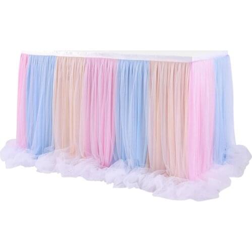 Long Thread Ribbon Table Skirt for Wedding Party Decoration
