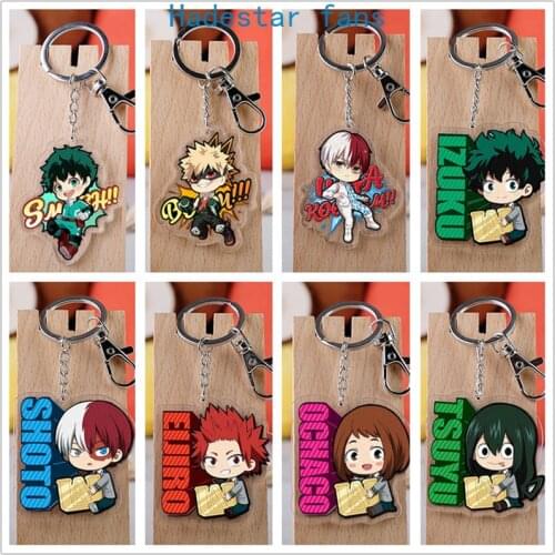 10 pcs/lot Anime My Hero Academia Acrylic Keychain Toy Figure Izuku Midoriya Bakugou Bag Pendant Double sided keyring Gifts