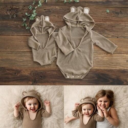 Jane Z Ann Baby boy cute hooded bodysuit Newborn/ 1 year Photo outfits studio shooting Photography Props brothers clothing