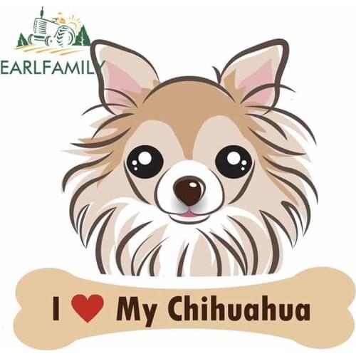 EARLFAMILY 13cm x 11.7cm for I Love My Chihuahua Car Stickers and Decals Fashion Occlusion Scratch Vinyl Car Wrap Fashion Decor