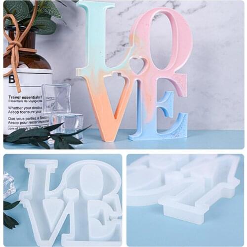 Art Crafts Epoxy Mold Transparent Enviromental-friendly LOVE Letter Model Candle Silicone Mold for DIY