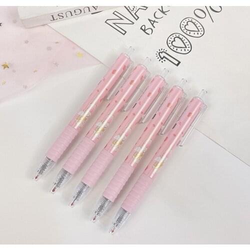 6PC/SET Pink White Cherry Press Gel Pen Business Office Signature Pen Precision Complexity Writing Smoothly Learning Exam Pen