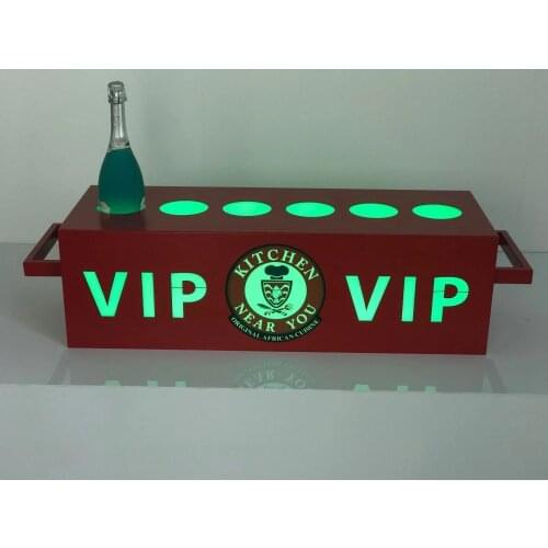 Customized Laser Cutting Tree Dimensional Logo Champagne Bottle Carrier Presenter LED VIP Service 6 bottle holder