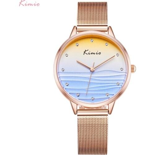 Kimio Brand Ladies Creative Watch Women Watches Fashion Waterproof Quartz Watch Stainless Steel Mesh Wristwatch Zegarek Damski
