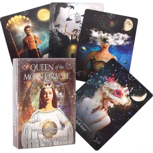 Hot Sell Queen Of The Moon Oracle Cards Durable Fun Board Games Tarot Cards Mystical Guidance Divination Fate Party Card Games