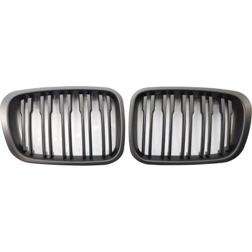 Matte Black Dual Slat Grille Kidney Bumper Grill for BMW E46 3 Series 4 Door 98-01