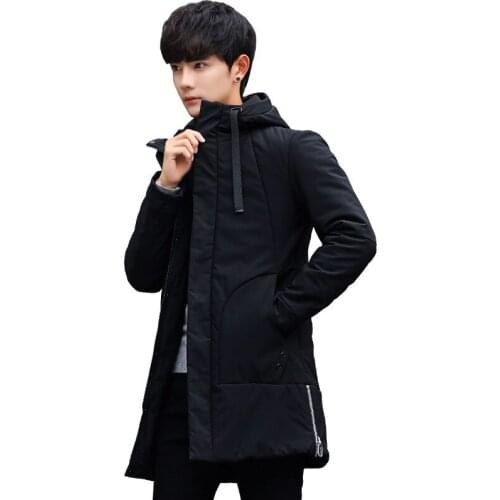 Mens Jacket Korean-style Stylish Mid-length Hooded Thick Cotton-padded Clothes Mens Autumn/Winter New Style Slim Fit Cott
