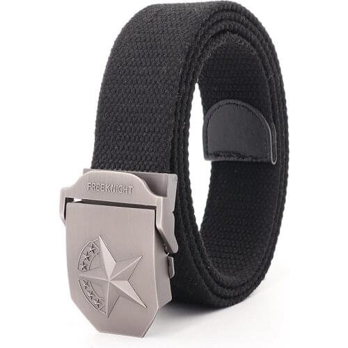 Mens Metal Slide Buckle Waist Belts Breathable Canvas Army Military Russia Free Knight Fashion Unisex Jeans Accessories Women
