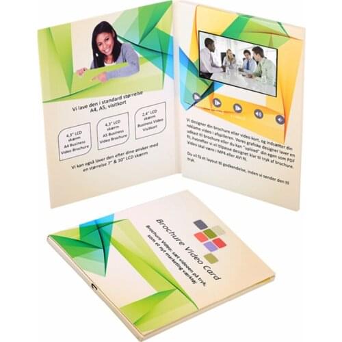 Custom made 4.3inch Screen Brochure Universal Video Greeting Cards Fashion Design Video Advertising Cards with free printing