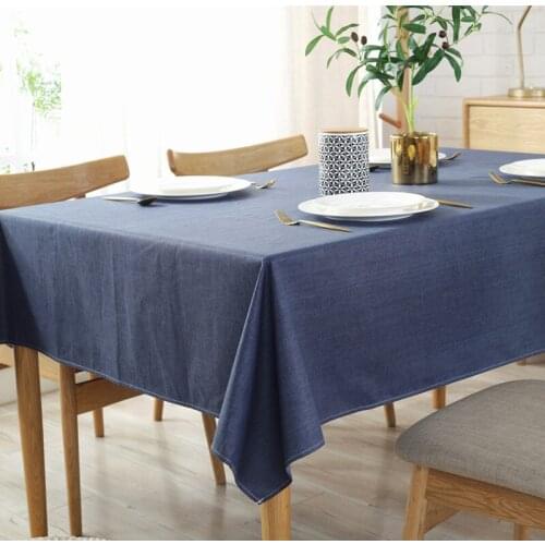 Natural plain Table Cloth Cotton Linen Wrinkle Free Anti-Fading Tablecloths Washable Table Cover for Kitchen Dinning Party