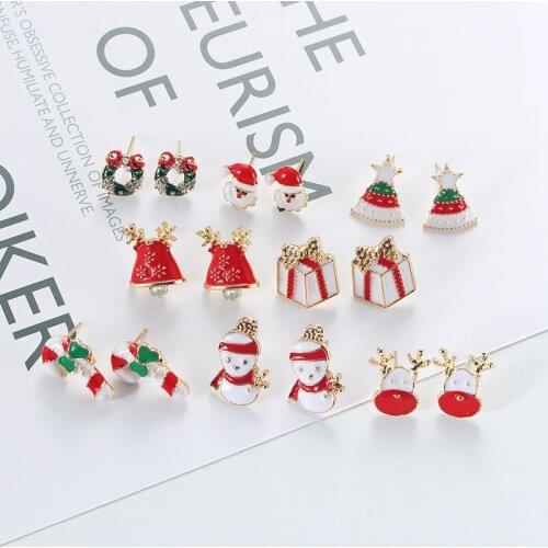 New Christmas Earring Pendant Christmas Decoration For Home Happy New Year Christmas Gift Stud Earrings Ornaments Drop Ornaments