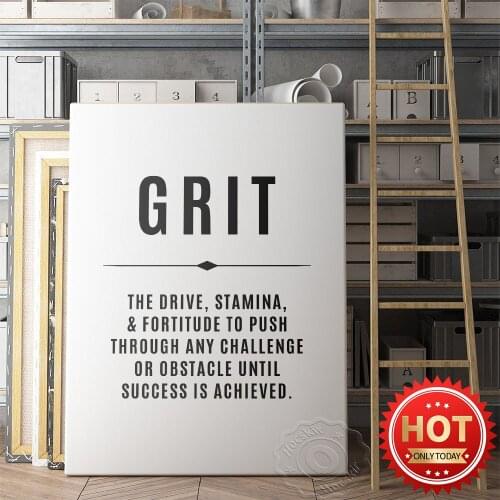 Office Minimalist Decor Poster, Grit Letter Nordic Style Canvas Painting, Inspirational Text Mural, Schoolroom Study Wall Decor