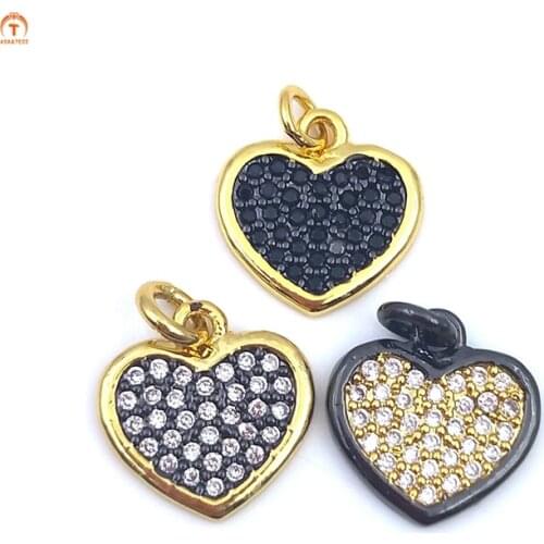 5pcs Tiny Heart Pendant Necklaces For Wonmen Shiny Micro CZ Delicate Pendants Gold Cubic Zircon Pendant Jewelry Birthday Gift