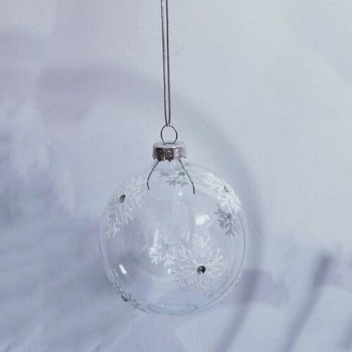 16pcs/pack Diameter=8cm Transparent Glass Globe Christmas Day Hand Drawing Hanging Ball Pendant Friend Gift Festival Decoration