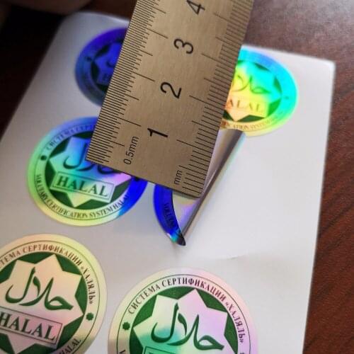 Custom order Hologram background label stickers Waterproof and Durable, 2 colors printing, Item No. CU01