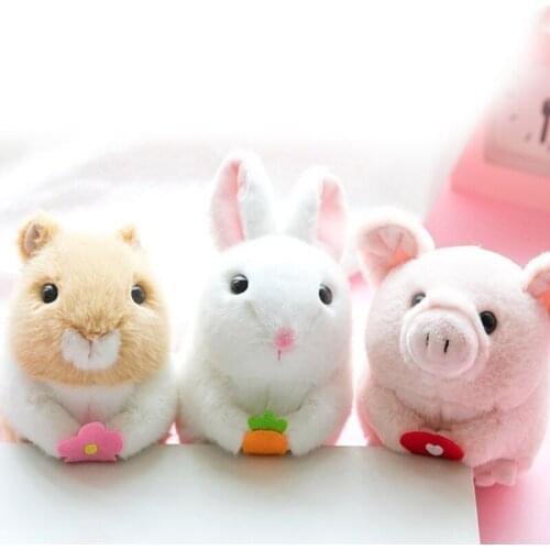 U7EE 18cm/7inch Realistic Dollhouse Plush Doll Soft Stuffed Rabbits Bunny/Piggy/Mouse Toys Miniature Decoration Clockwork Toy