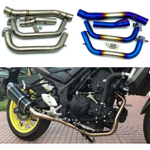 REALZION Motorcycle Full Exhaust System Pipe Middle Pipe Slip On For YAMAHA R25 R3 MT03 2015 2016 2017 2018 2019 Without Exhaust
