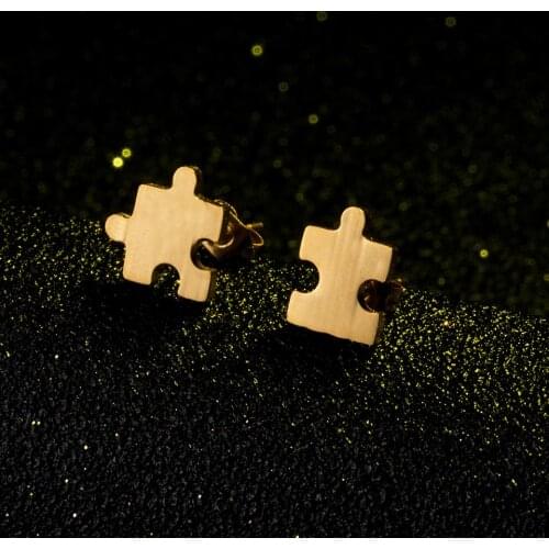 Stainless steel stud earrings for women girls Fashion puzzle jigsaw geometric earrings brincos boucle d'oreille wholesale gifts