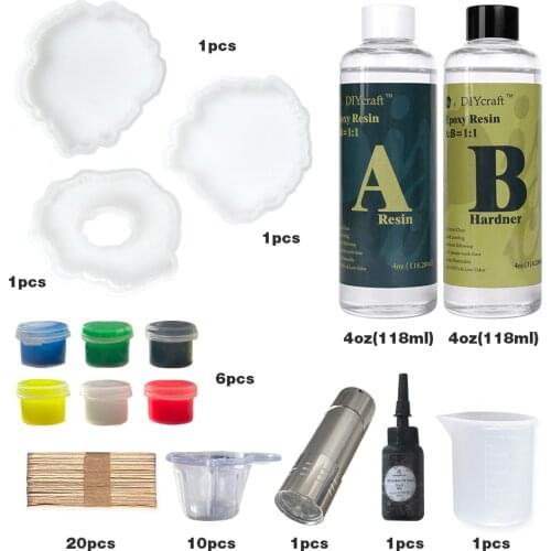 Silicone Resin Molds Kit Resin Casting Molds Including Measuring Cup, Droppers and Stirrers For Resin Casting DIY Art Craft