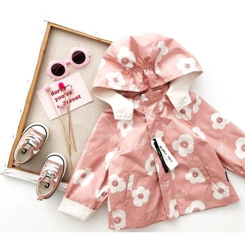 Tonytaobaby Autumn and Winter New Girls Orange Pink Flower Hooded Cardigan Jacket Girls Jacket Girls Coat