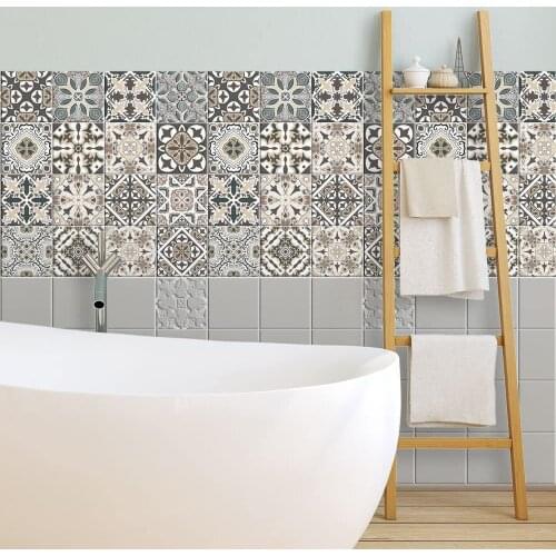 Pack of 24 PCs tile size 20x20 cm - Made in Italy PVC bathroom & kitchen Stickers Design - Horta