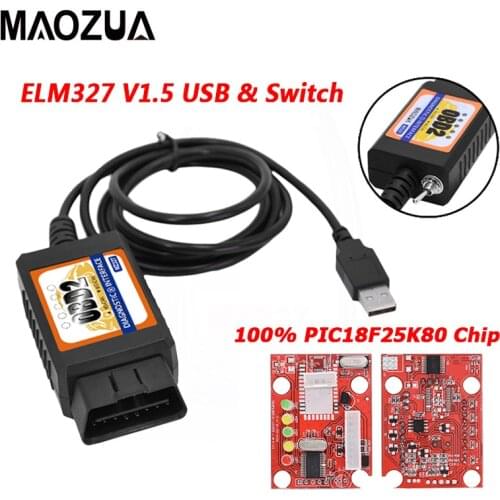 Maozua OBD2 ELM327 V1.5 USB Switch OBD Scanner for Focus ELM327 V1.5 Modified Open Hidden for Ford Forscan HS-CAN/MS-CAN