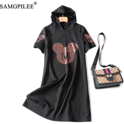 Womens Dresses New Arrival 2020 Casual A-line Solid Short Appliques Mini Dress Empire Hooded Plus Size Women Clothing Dress Girl